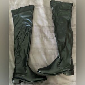 Thigh-high Boots faux-Leather 1” heel Women’s sz 9 26” tall BLACK NEW